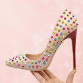 Rainbow Spiked High Heels